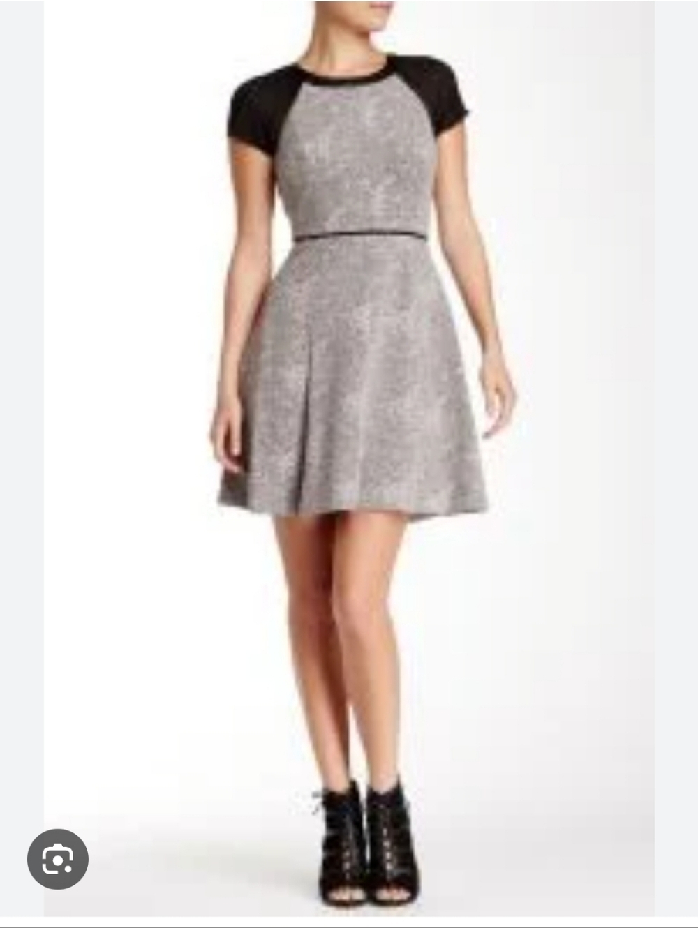REBECCA TAYLOR | leather trim fit-and-flare skater dress sz 8